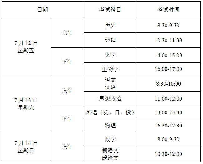 2024年7月辽宁学业水平合格性考试时间