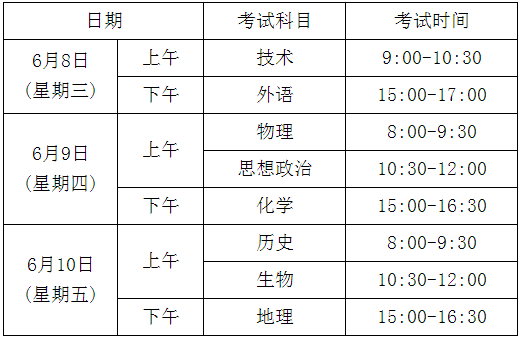 2022年6月浙江衢州选考考试时间
