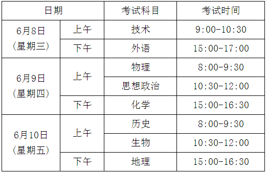 2022年6月浙江舟山选考考试时间