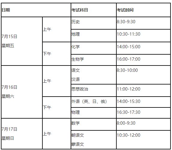 2022年7月辽宁锦州普通高中学业水平合格性考试时间