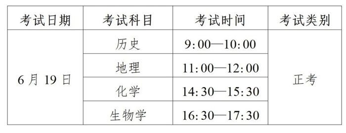 四川2023年6月普通高中学业水平合格性考试时间：6月19日
