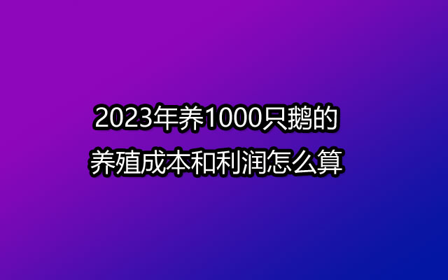 2023年养1000只鹅的养殖成本和利润怎么算