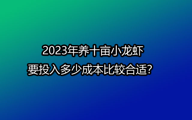 2023年养十亩小龙虾要投入多少成本比较合适？