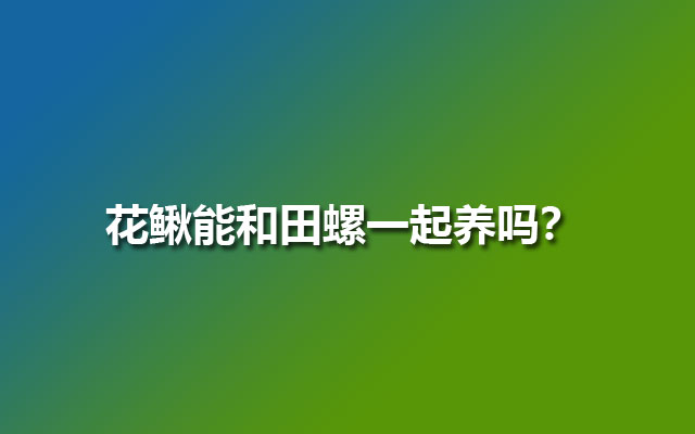 花鳅能和田螺一起养吗？