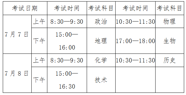 2023年海南海口普通高中学业水平合格性考试时间：7月7日至7月8日