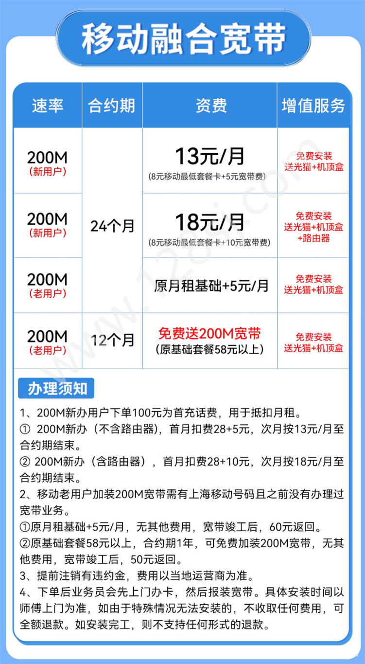 2023年上海移动宽带套餐大全(上海宽带办理安装流程)