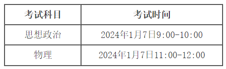 四川2024年1月普通高中学业水平合格性考试时间：1月7日
