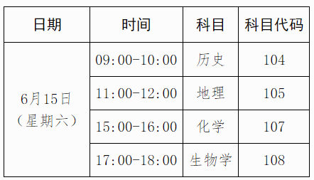 2024年上半年广西普通高中学业水平考试时间：6月15日