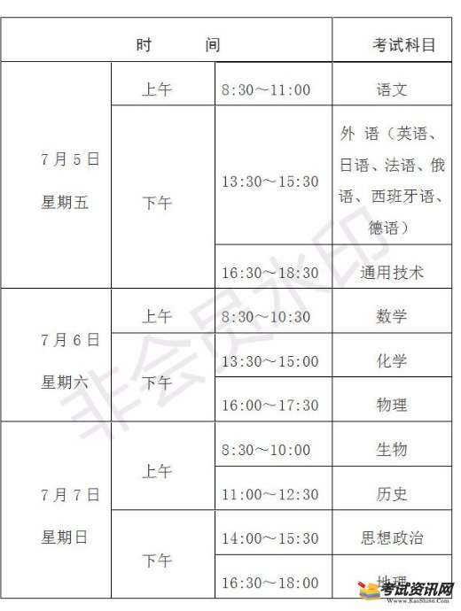 2019年7月普通高中学业水平考试时间定啦！建议收藏！ 