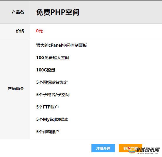 安安互联免费为大家提供10GPHP免费空间赠送5个MySql数据库