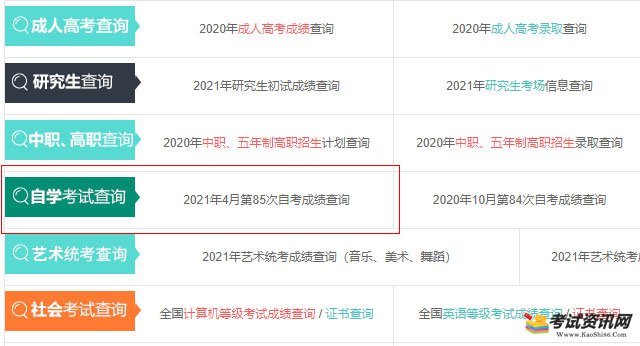 云南红河2021年4月自考成绩查询入口