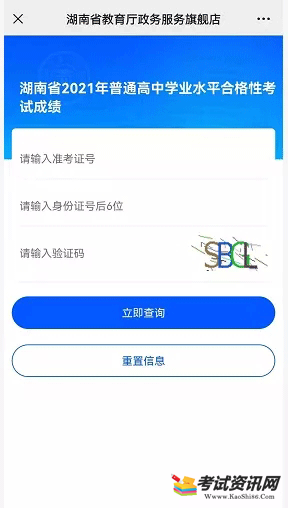 2021湖南高中学业水平合格性考试成绩查询