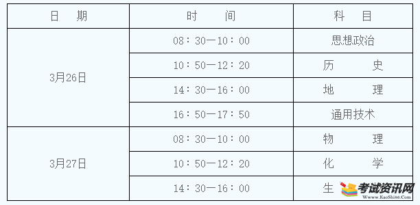 2022年陕西西安普通高中学业水平考试科目以及考试时间